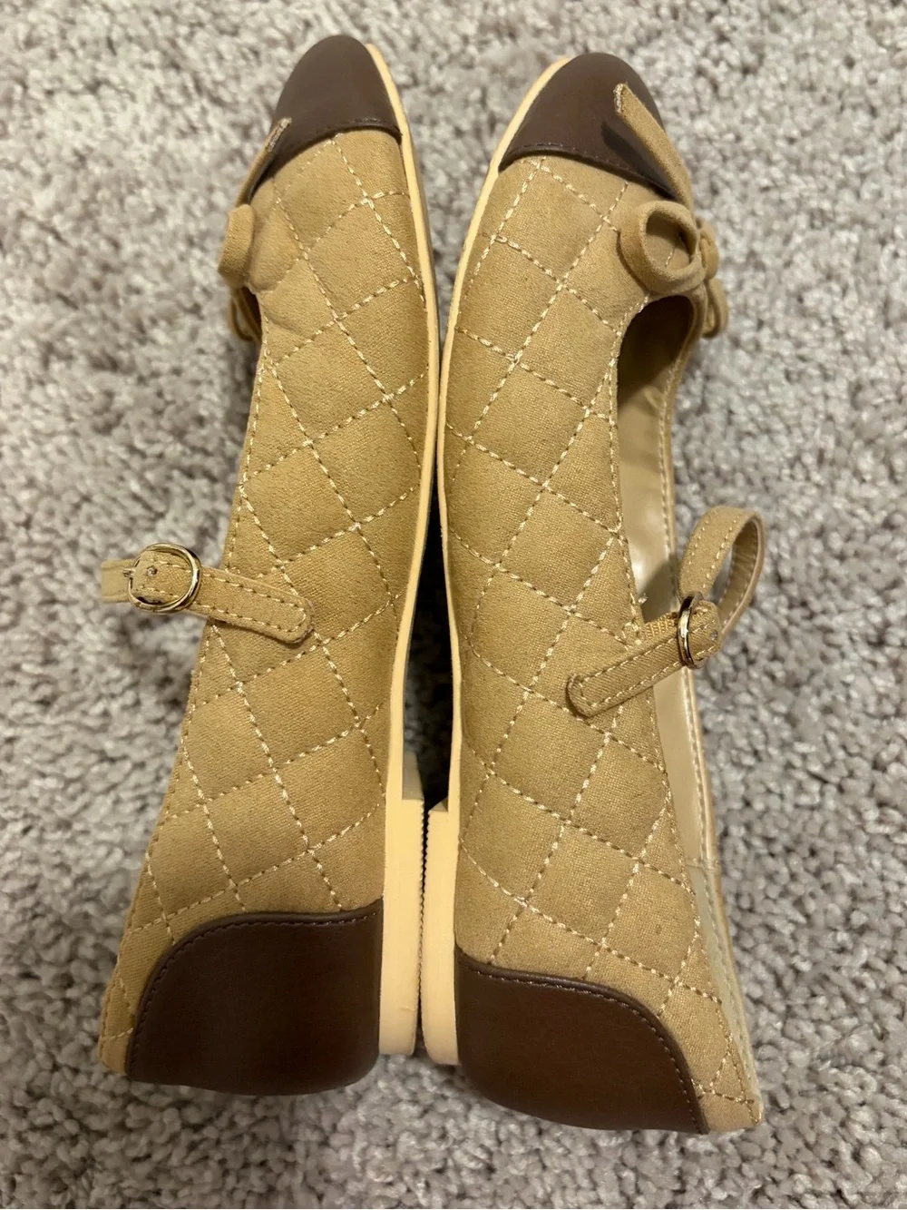 Janie and Jack Quilted Cap Toe Mary Jane Bow Ballet Flats